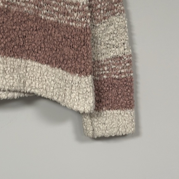 Hippie Rose • Dusty Rose / Oatmeal Sherpa V-neck Pullover Hooded Sweater, S - Picture 5 of 6